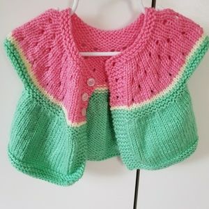 Watermelon colored handknit sweater